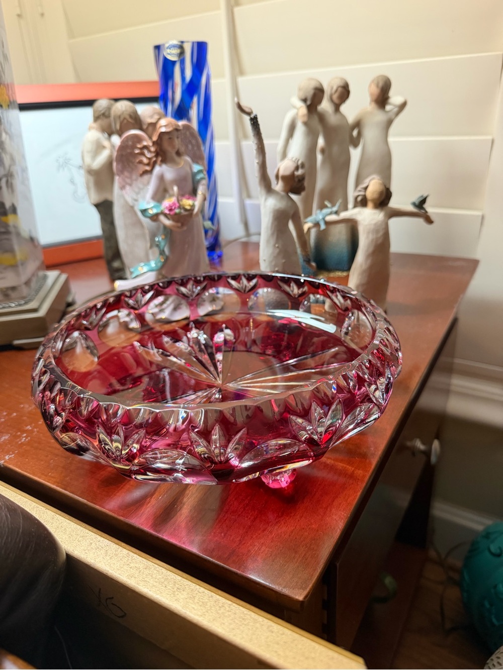 Ruby-Cut to clear Crystal Footed Bowl made in West Germany